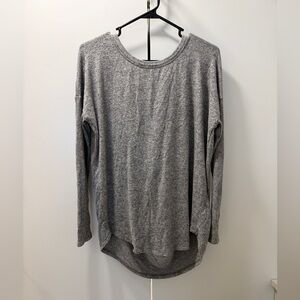 Express Gray Long-Sleeve Relaxed Knit Top